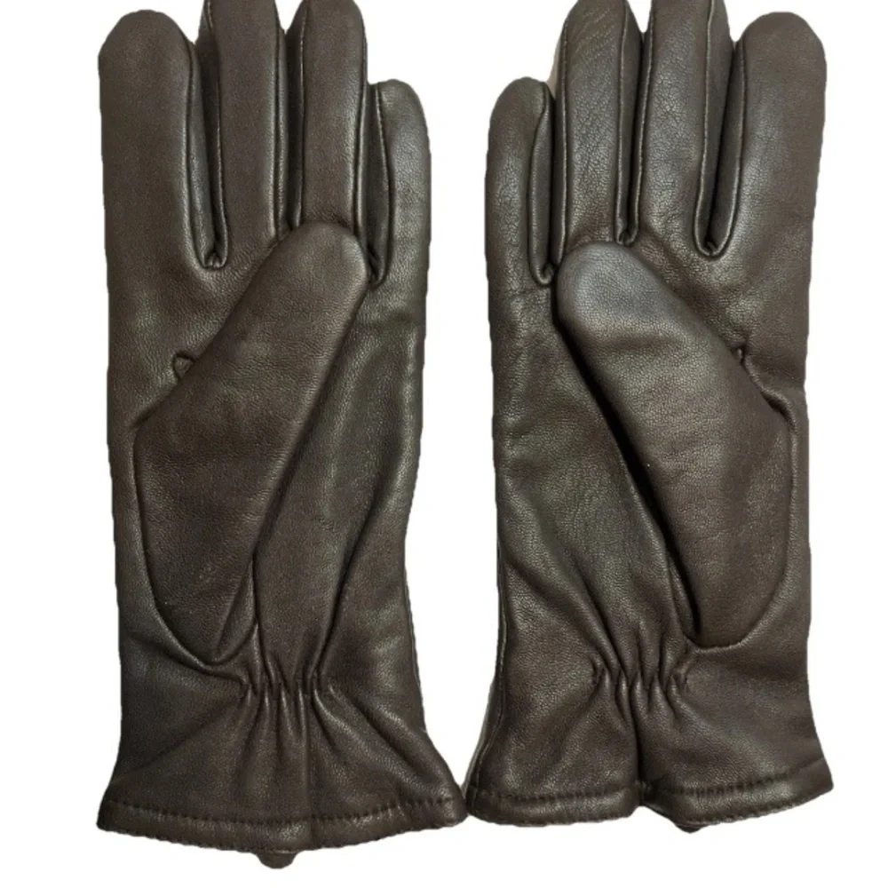 Vintage Chocolate Brown Leather Gloves Thinsulate Lined Women's Fall Winter M